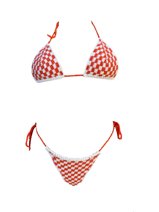 Orange Checked Bikini