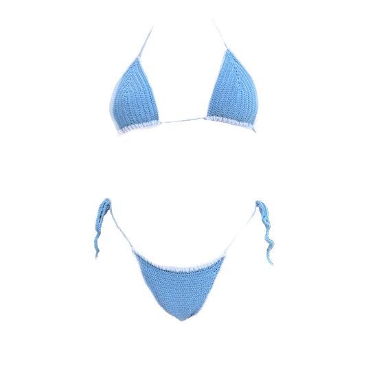 Blue Crochet Biking with White details